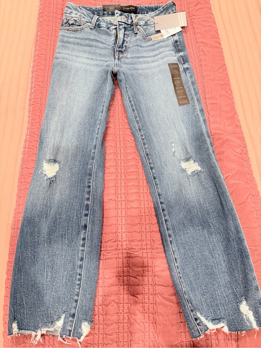 Buckle Light Blue Distressed Straight Leg Jeans